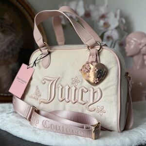 Juicy Couture SOFT WHITE PINK Juicy In The Sky Boer Bag Satchel Tote Butterfly